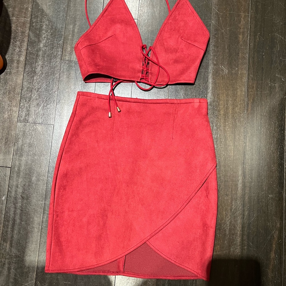 Sabo Skirt Red Two-Piece Set